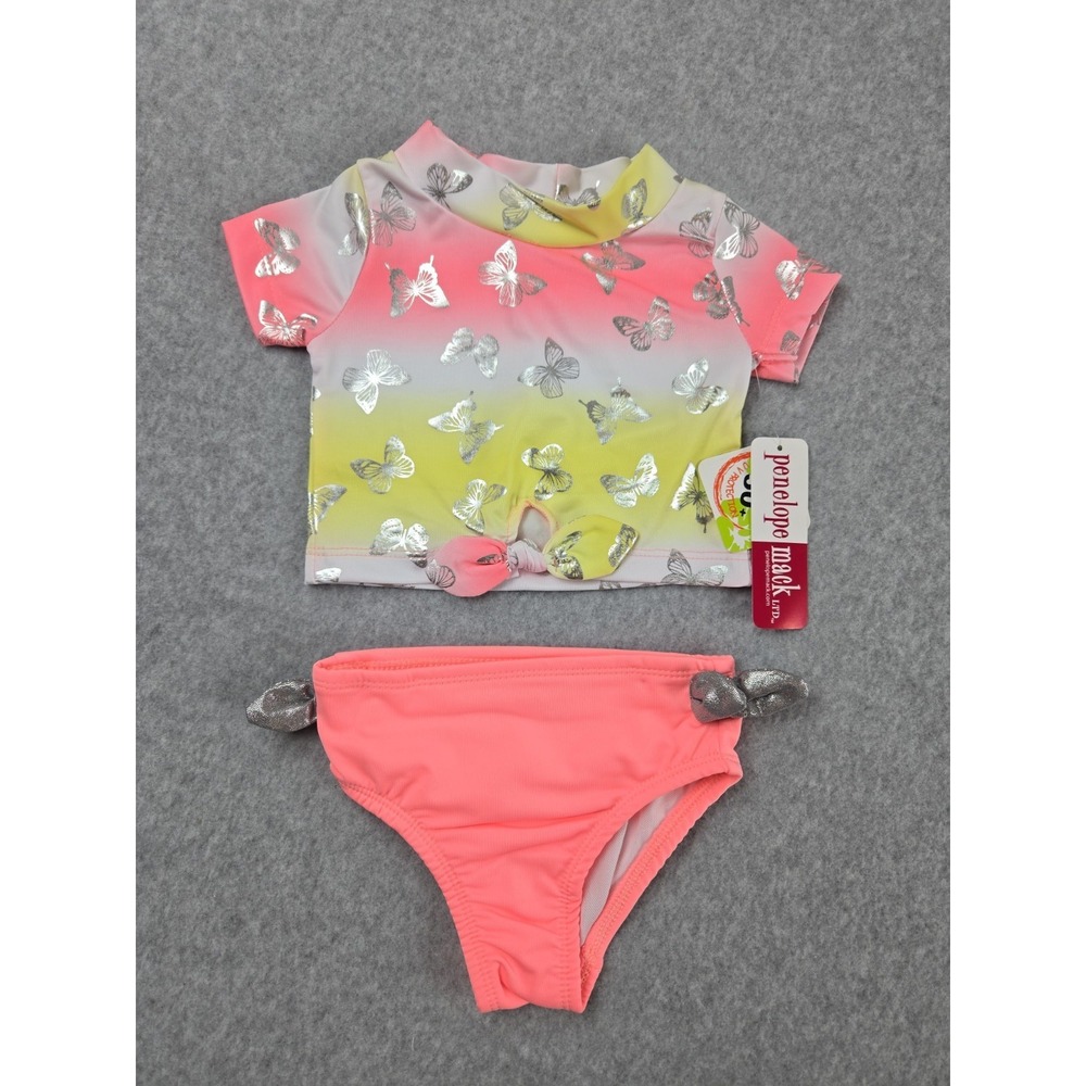 Penelope Mack Girls Size 12 months 2 Piece Swimsuit Bathing Suit Butterflies NEW